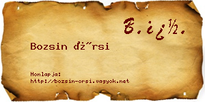 Bozsin Örsi névjegykártya